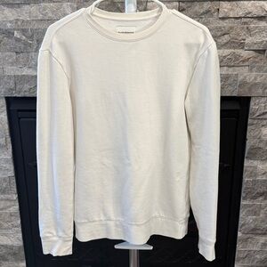 Mens Club Monaco Ribbed Off-White Sweater with Soft Interior